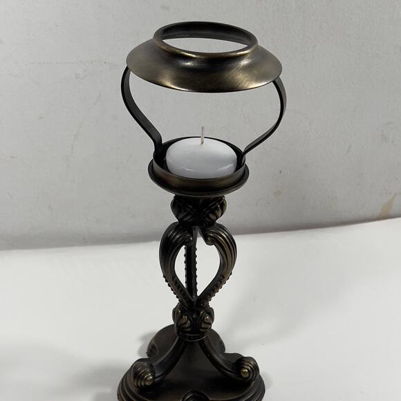 PartyLite Vintage Lotus Mid Century Modern Metal Candle Holder Tealight 10" - Picture 14 of 16